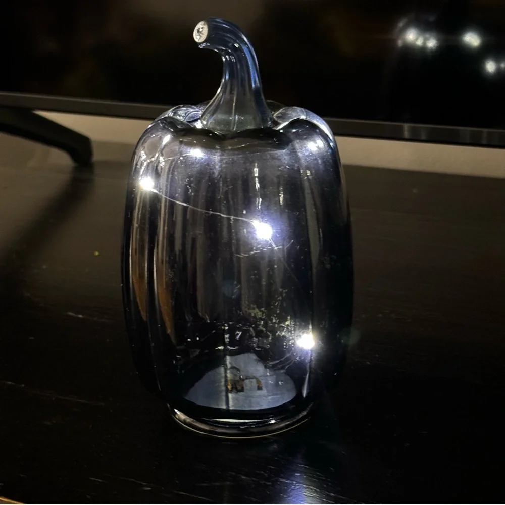 Bulleyes Navy Blue Glass Pumpkins 🎃 Decor
